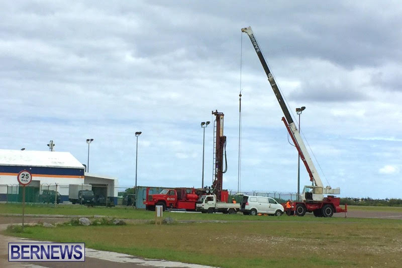 Crews work near the airport’s North Ramp today