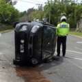 Car Lands On Side After Collision In Devonshire