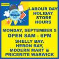 MarketPlace Labour Day Holiday Store Hours
