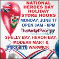 MarketPlace National Heroes Day Holiday Hours