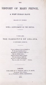 frontpage of The History of Mary Prince, A West Indian Slave, 1831