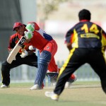 Bermuda's Chris Foggo lashes one down the wicket