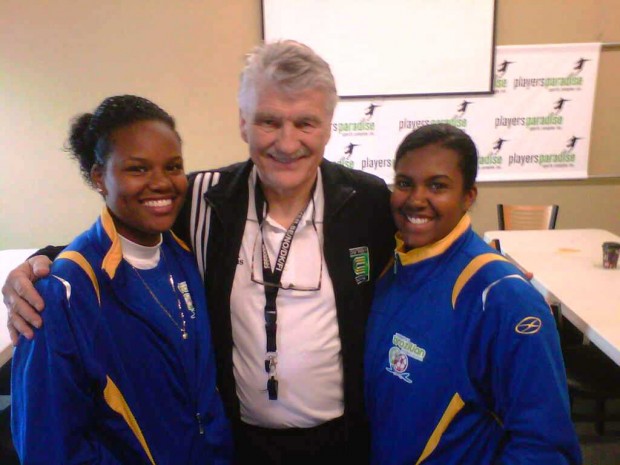 Jenay Bailey Edness, Jaylen Symonds Bean with Chelsea FCLegend Charlie Cooke co founder of Coerver and head of Coerver NorthAmerica