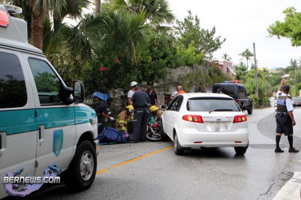 Car Bike Accident Pitts Bay Road Serpentine Bermuda August 16 2011