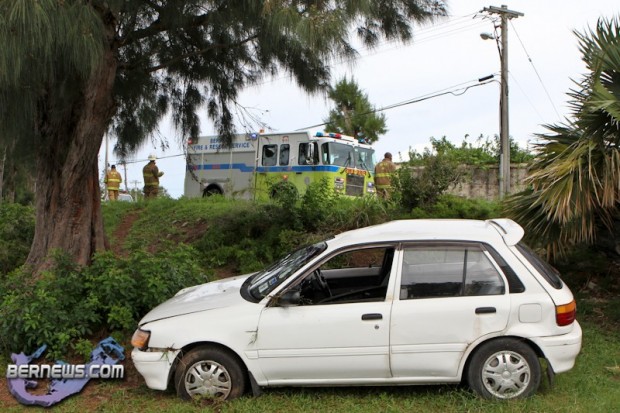 Accident Car over Embankment Shelley Bay Bermuda September 17 2011-1-5