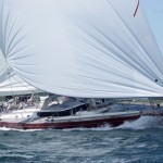 2012 Newport Bermuda Yacht Race - start in Narragansett Bay. Lilla, the Irish CNB Briand 76 cruising yacht owned by Simon De Pietro