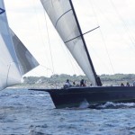 2012 Newport Bermuda Yacht Race -start in Narragansett Bay. Donnybrook, an Andrews 80 race yacht owned by Todd Forrest Barnard
