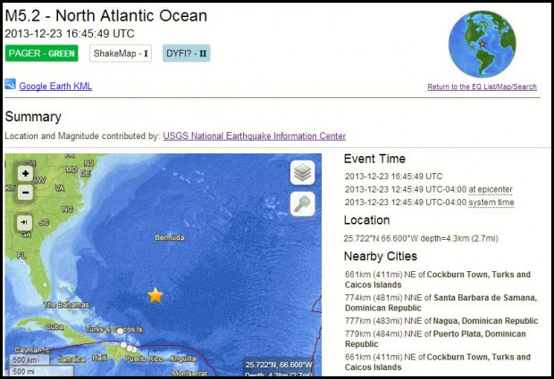 north atlantic earthquake dec 2013