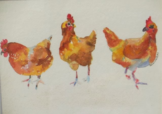 Chicken Chatter-Tricia Walters-Watercolour