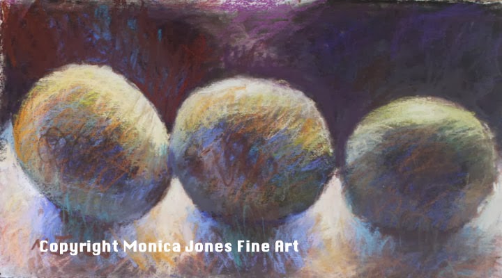 Three lemons-Monica Jones-Pastel on watercolour paper