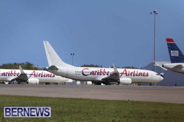 Caribbean airlines flight in Bermuda