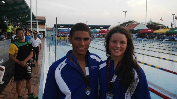 Jesse Washington and Maddie Moore with medals