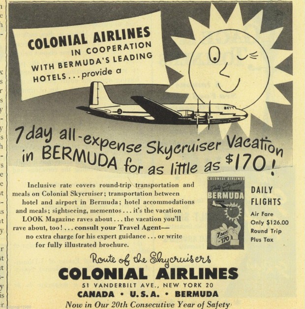 colonial airlines historical bermuda ad
