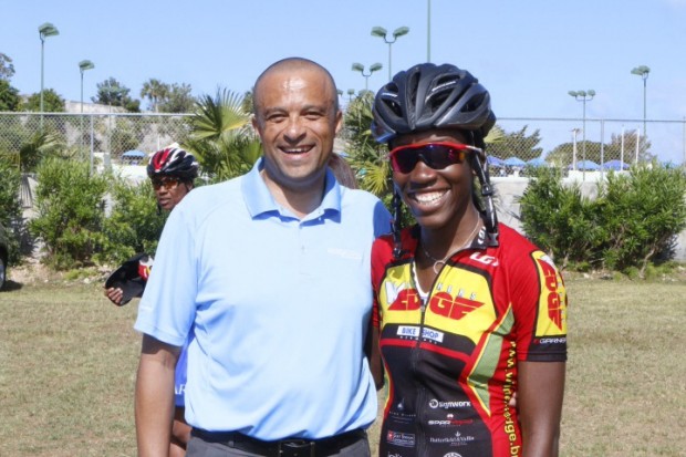 Zoenique Williams with Sports Minister Wayne Scott