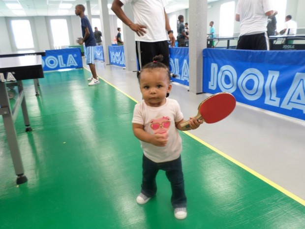 baby playing table tennis