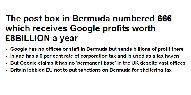 reports google s 666 bermuda post box bernews