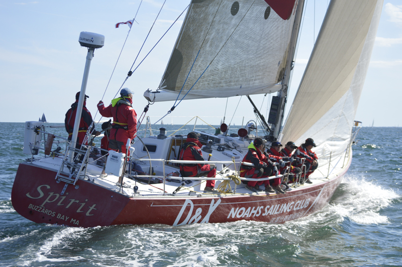 2016 Newport Bermuda Yacht Race finish. The Chinese crew on the J44   SPIRIT OF NOAHS from Noahs (Shanghai) Sailing Club, skippered by Dong Qing