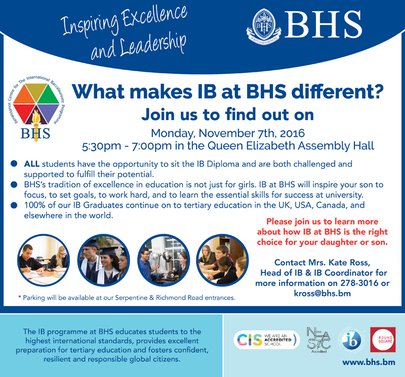 IB Info Evening Bermuda Nov 2016