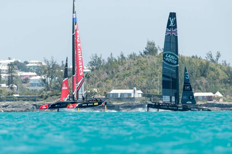 Emirates Team New Zealand sailing on Bermuda's Great Sound practice racing in the lead up to the 35th America's Cup