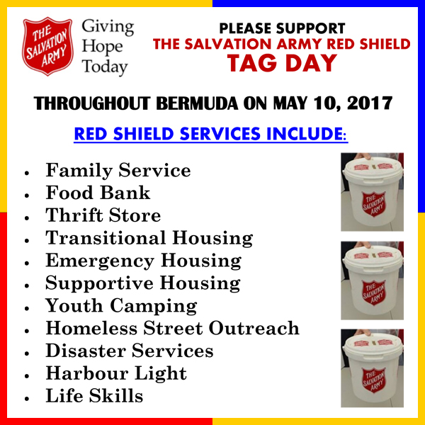Salvation Army Red Shield Tag Day Bermuda May 2017
