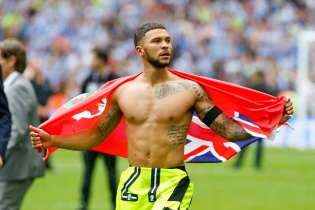 Nahki Wells at Wembley 2017 after winning Championship Final with Bermuda flag