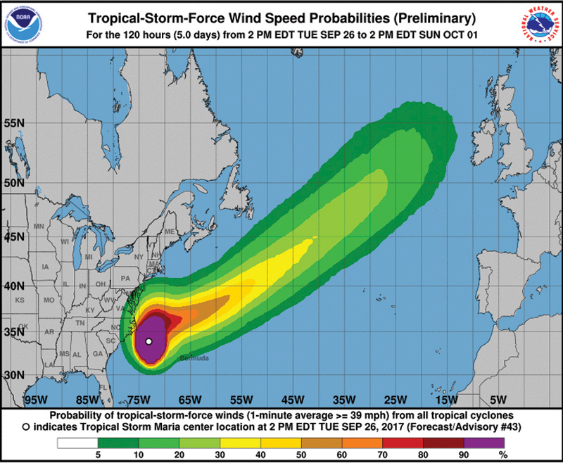 Tropical Storm Maria Bermuda Sept 26 2017 2