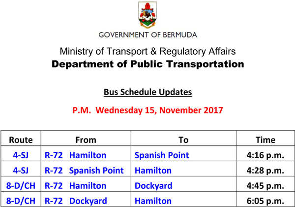 Bus Schedule Updates Wednesday 15 November 2017-3