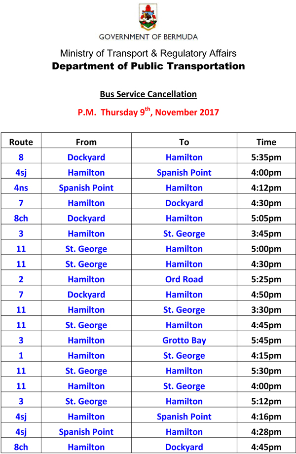 Bus Service Cancellations Thursday 9-11-2017-2