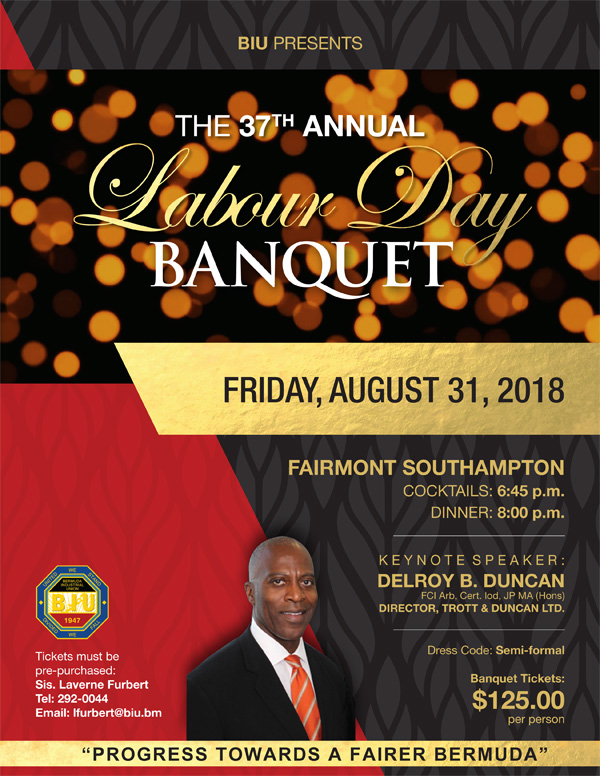 BIU Labour Day Banquet Bermuda August 2018