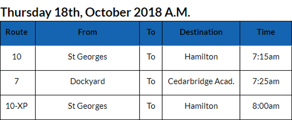 Bus Cancellations Bermuda Oct 18 2018 AM