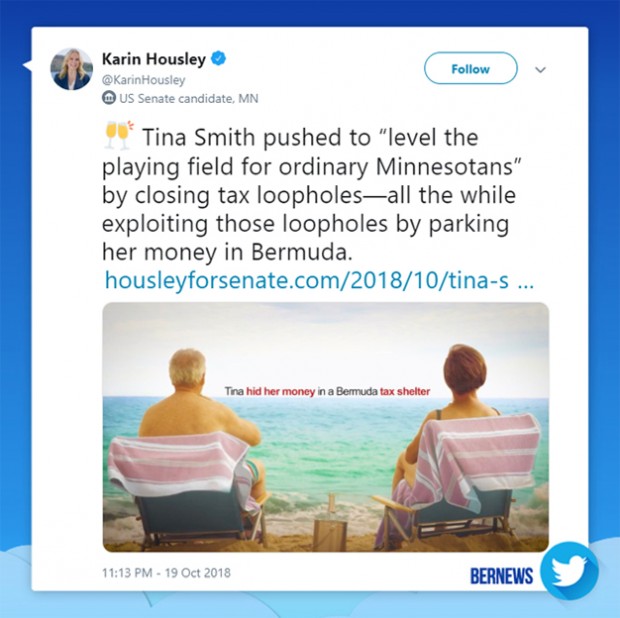 Karin Housley tweet Bermuda Oct 19 2018