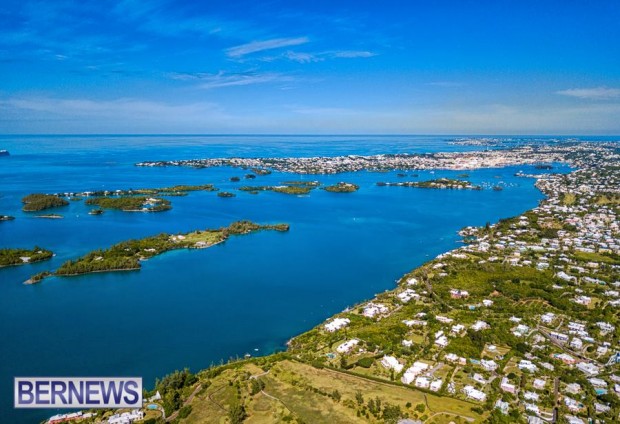 100 A beautiful aerial view of Hamilton on a Bermudaful day