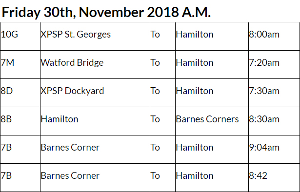 bus cancellations AM Bermuda Nov 30 2018