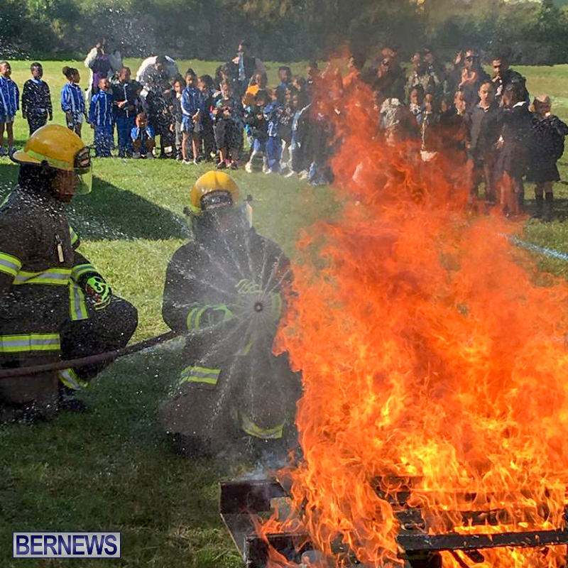 Bermuda Fire and Rescue Service demonstration at Elliot Primary School Careers Day, January 24 2019-05