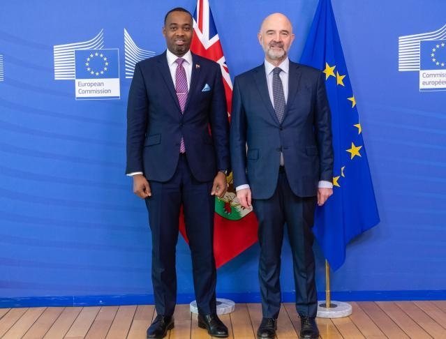 Premier David Burt meets with Pierre Moscovici Bermuda March 2019 (1)