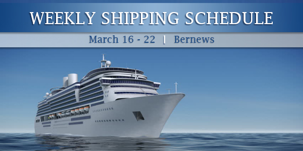 Weekly Shipping Schedule TC March 16 - 22 2019