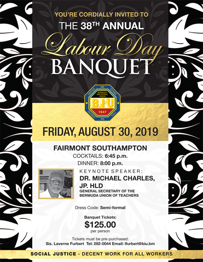 BIU Labour Day Banquet Bermuda August 2019