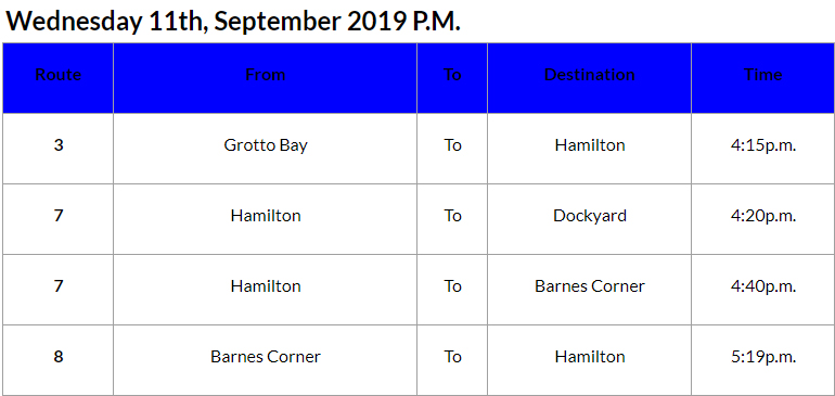Bus cancellations PM Bermuda September 11 2019