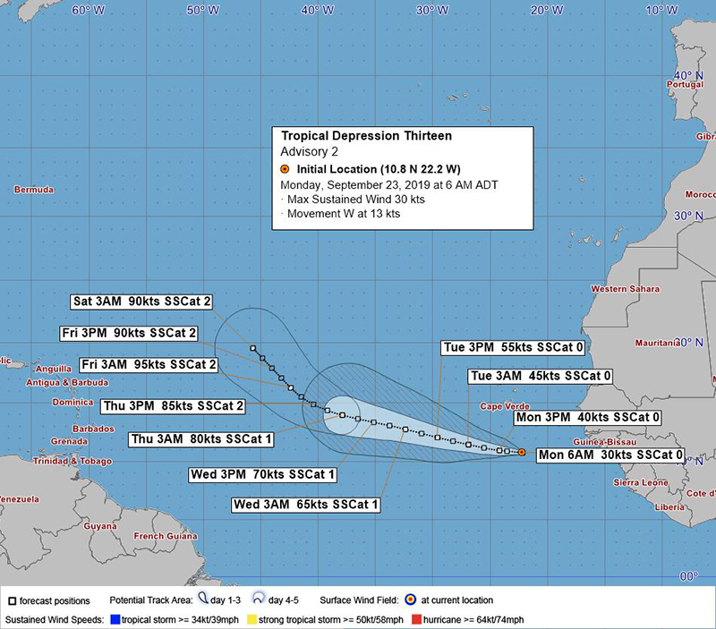Tropical Depression Thirteen Bermuda September 23 2019 BWS