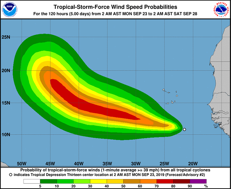Tropical Depression Thirteen Bermuda September 23 2019  NHC