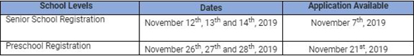 Preschools & Senior Schools School Registration Bermuda Nov 2019