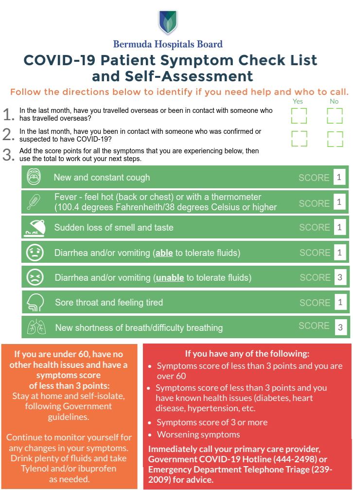 BHB Release Covid-19 Self-Assessment - Bernews