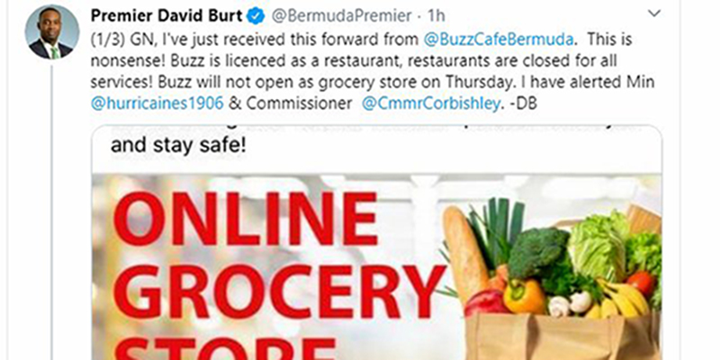 Premier Tweets About Buzz, Buzz Responds - Bernews