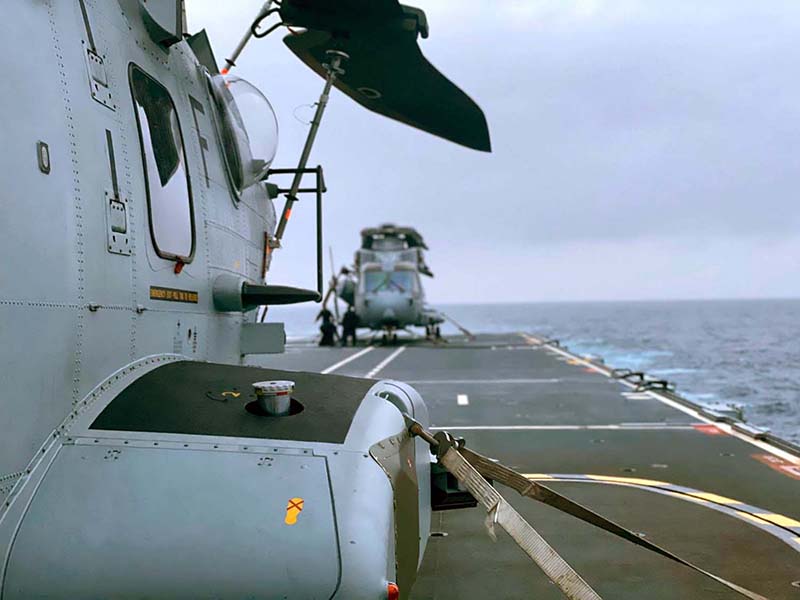 Wildcat and Commando Merlin helicopters carry out recce sorties over Bermuda
