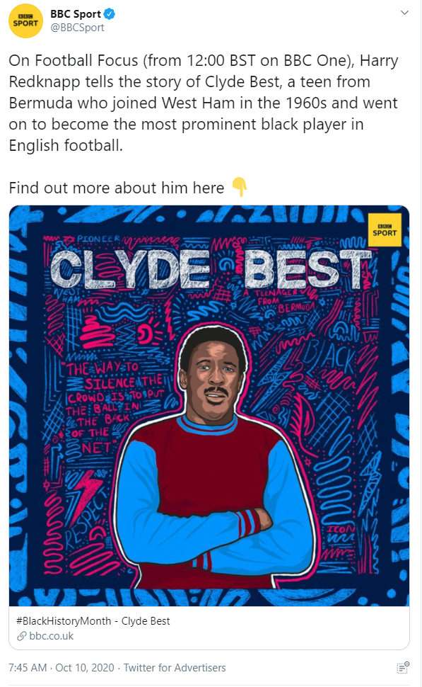 -10-BBC-Sport-on-Twitter-On-Football-Focus-from-12-00-BST-on-BBC-One-Harry-Redknapp-tells-the-story-of-Clyde-Best-a-teen-from-Bermuda-who-joined-West-Ham-in-the-1960s-and-went-on-to-become-the-most-prominent-black-