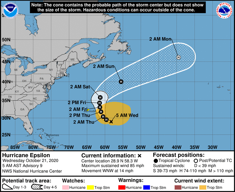 NHC Hurricane Epsilon October 21 2020