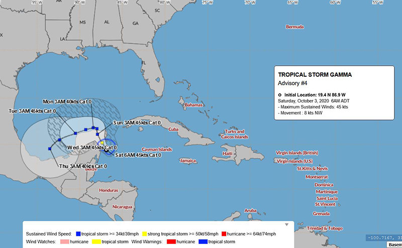 Tropical Storm Gamma Oct 3 2020 BWS