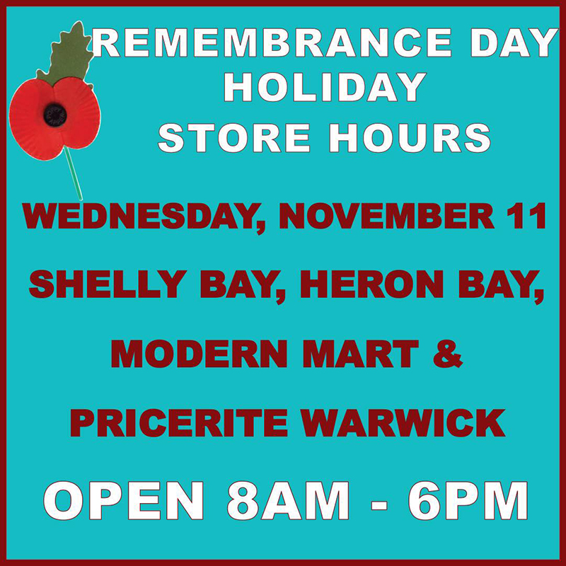 MarketPlace Remembrance Day Store Hours Bermuda Nov 2020