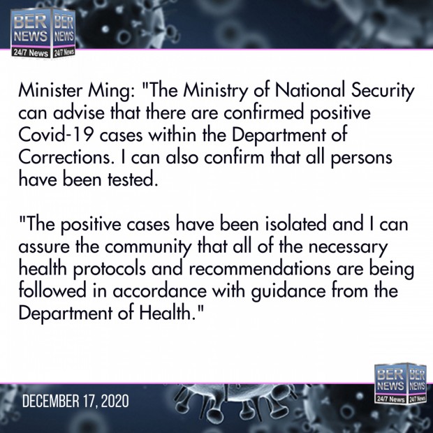 Minister Ming prisons comment December 2020 Covid Bermuda