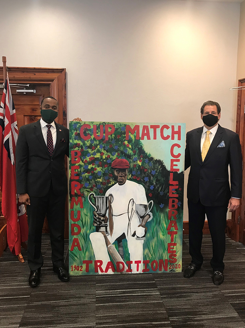 US Consul General Presents Cup Match Portrait To The Premier 1